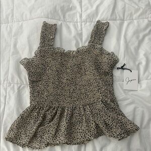 Japna Women's Leopard Print Blouse - Black and Tan